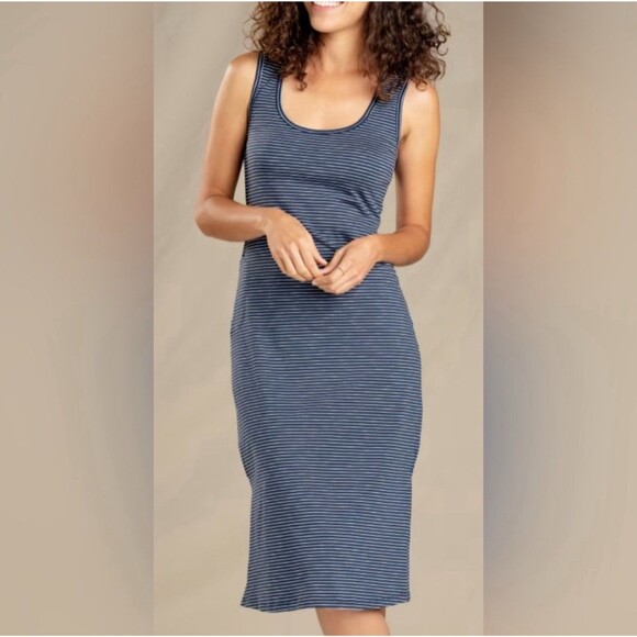 Toad & Co Organic Cotton Samba Paseo Striped Midi Sleeveless Dress XS Outdoors - Picture 1 of 7